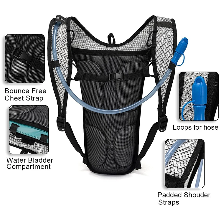 Gear Hydration Backpack Pack with 2L BPA Free Bladder Lightweight Pack Keeps Liquid Cool up to 4 Hours Outdoor Sports Gear for Running Hiking Cycling Skiing
