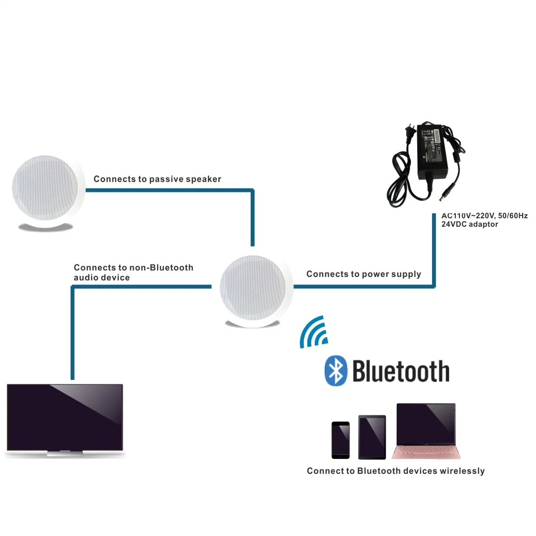 Bluetooth 5 дюйма 15W 4Ом коаксиальный потолочный громкоговоритель с встроенный усилитель класса D для систем оповещения фоновой музыки мини аудио систему домашнего кинотеатра