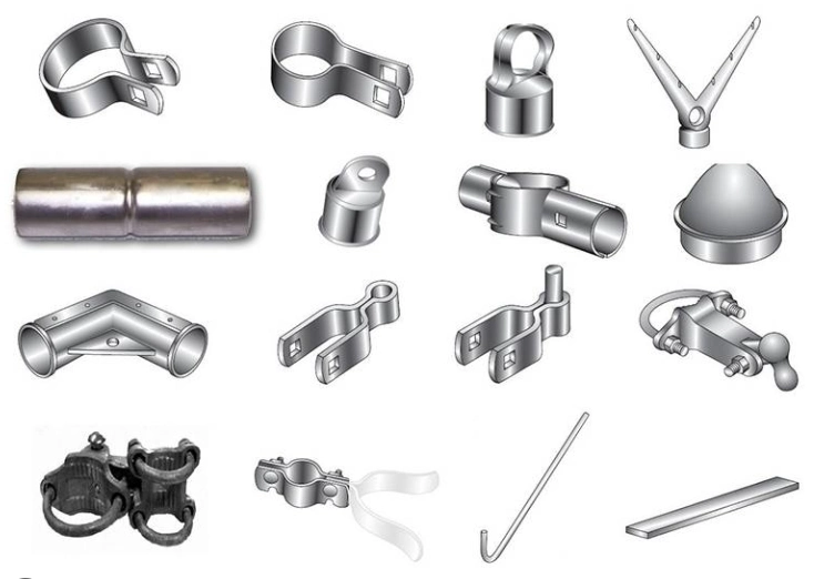 Metal Chain Link Fence Fittings 2-3/8" Corner Post Kit Galvanized Finish