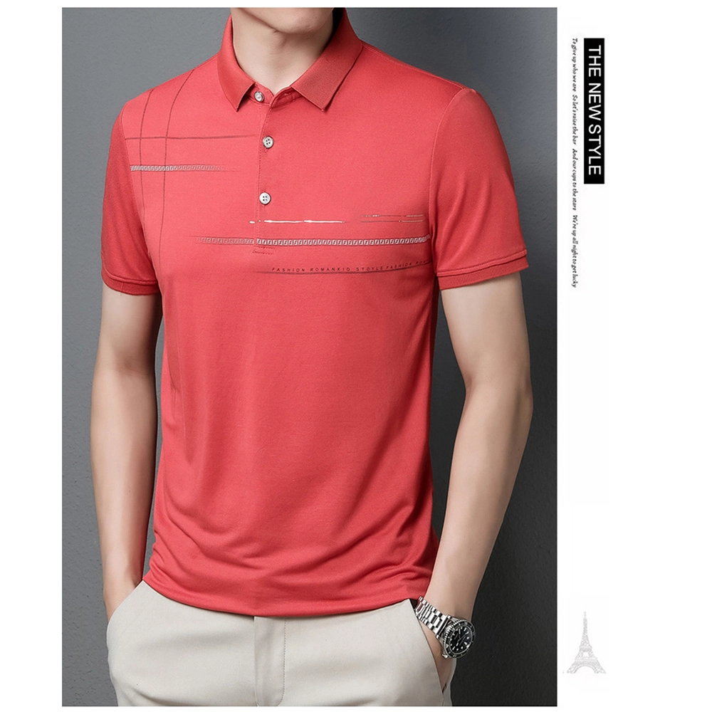 Summer Silk Thin Ice Silk Cotton Men T-Shirt Polo Shirt