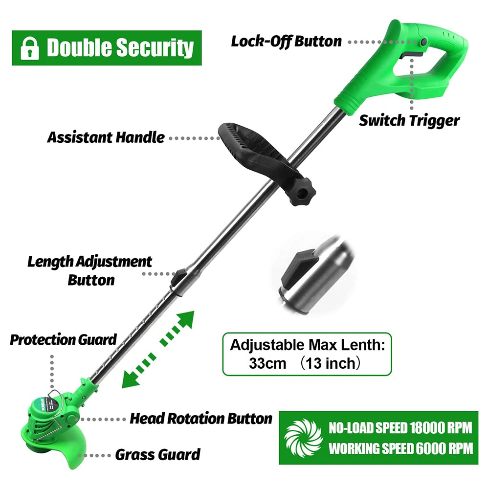 Rechargeable Lithium Battery Powered Electric Grass Trimmer Cordless Household Brush Cutter