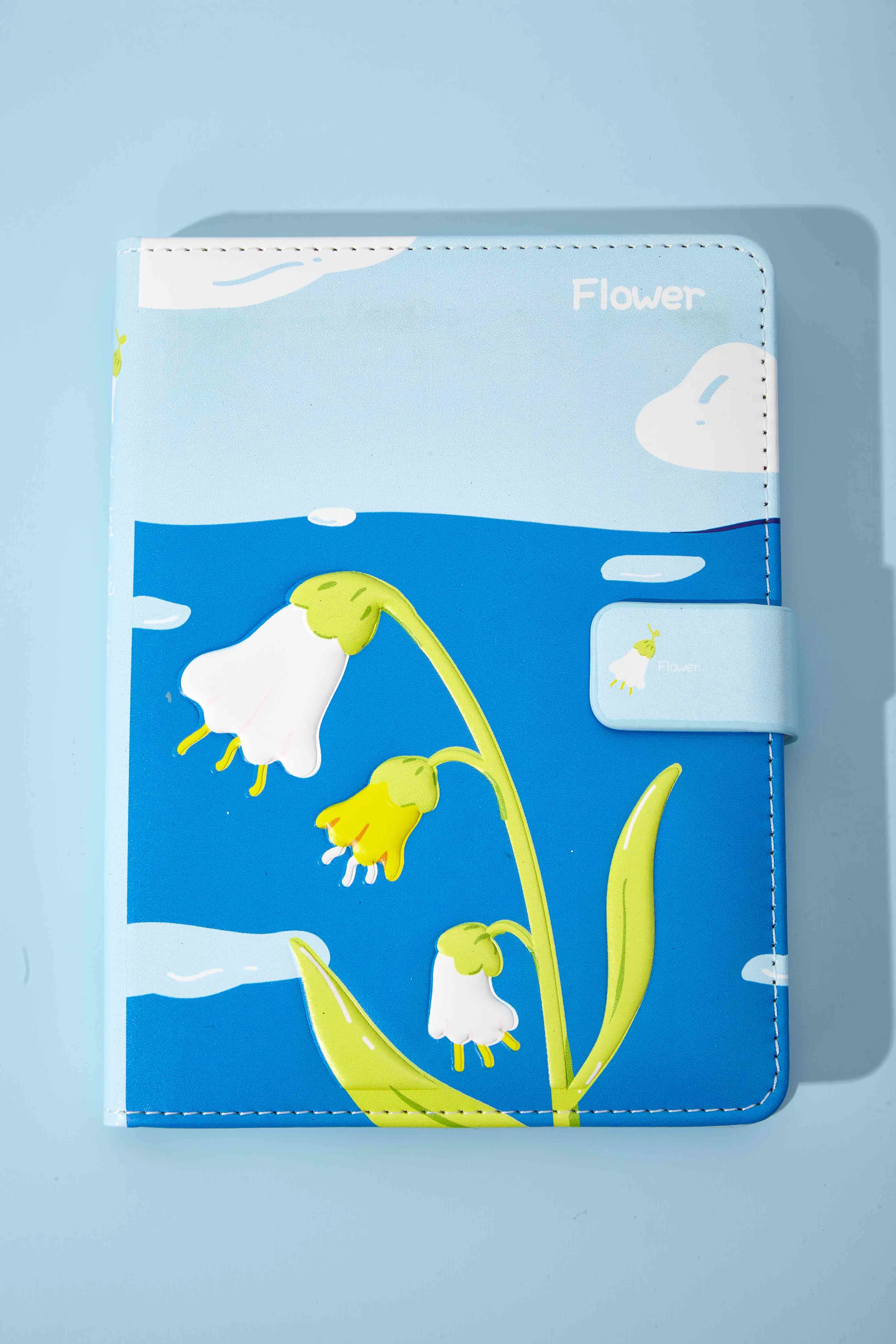 Blue Fower Office Supply PU Cover Gift School Stationery Notebook