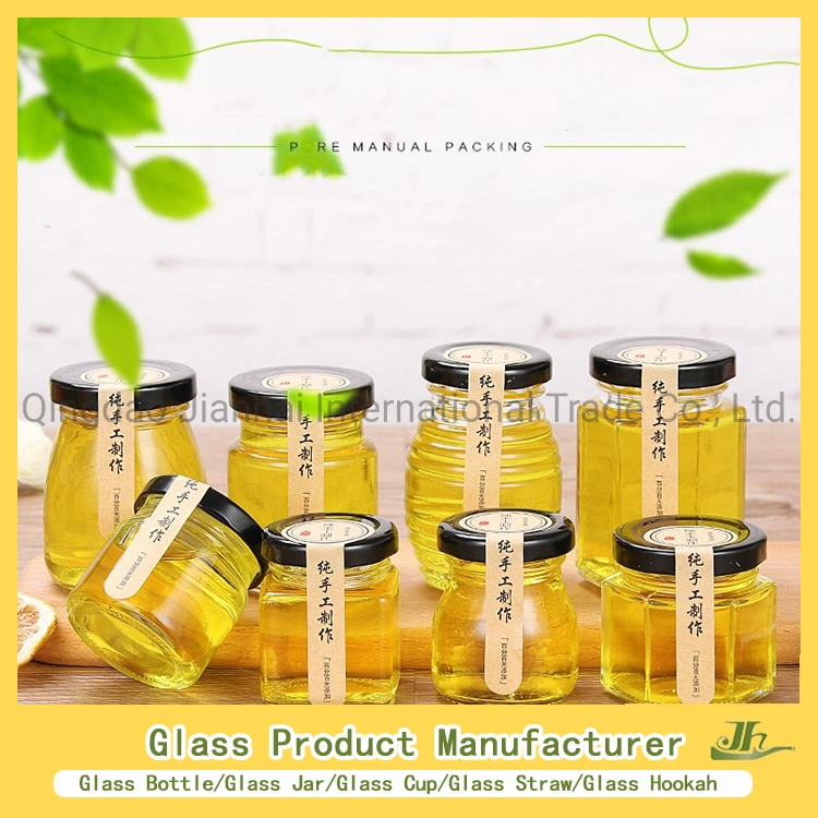 180/280/380ml/500/700ml/1000ml Hexagon,Square,Round Honey,Jam,Pickles,Nuts,Sace Kitchen Food Storage High Borosilicate Glass Jar with Bamboo,Wooden,Plastic Lid