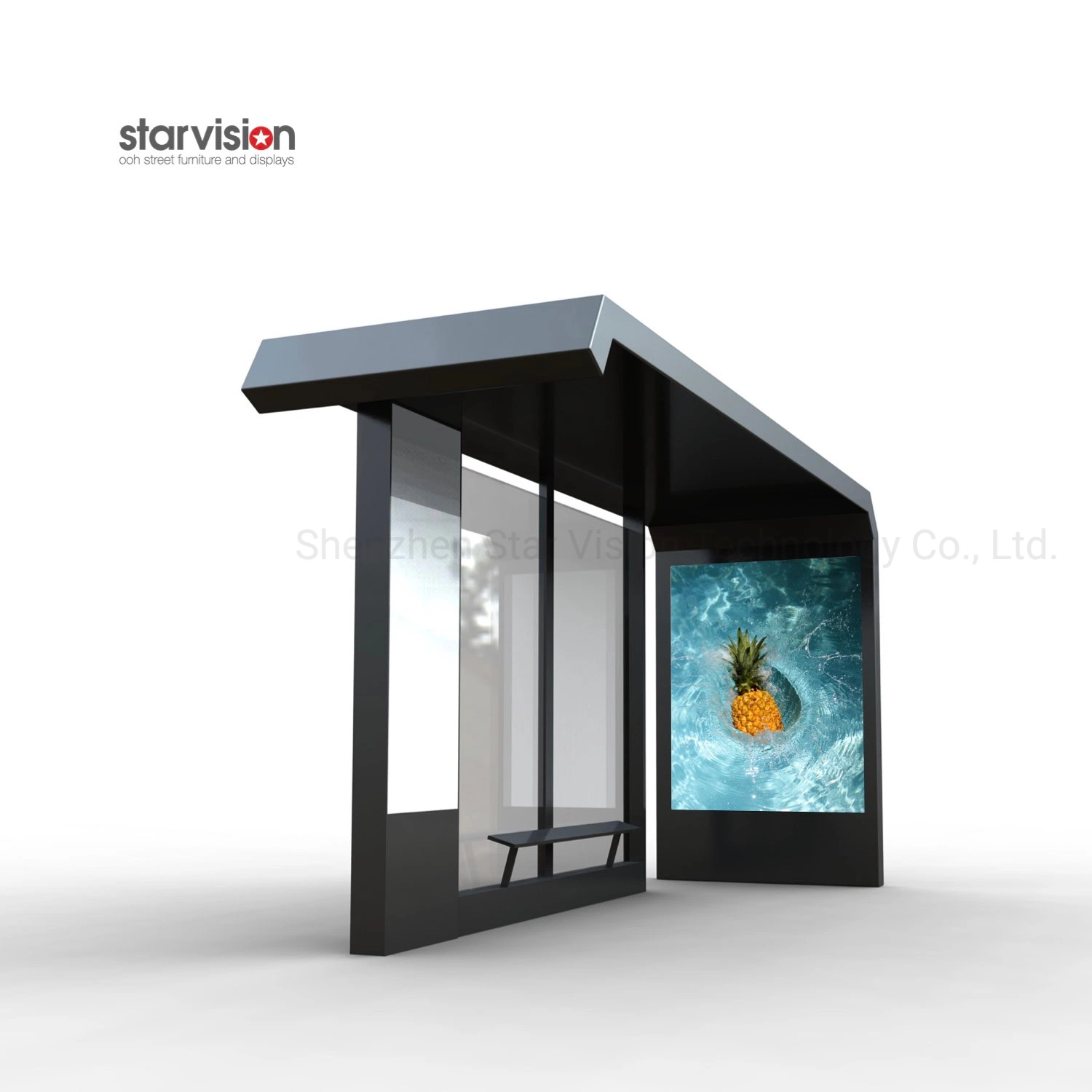 CE Approval Ooh Bus Stop with Waiting Chair and City Light Box