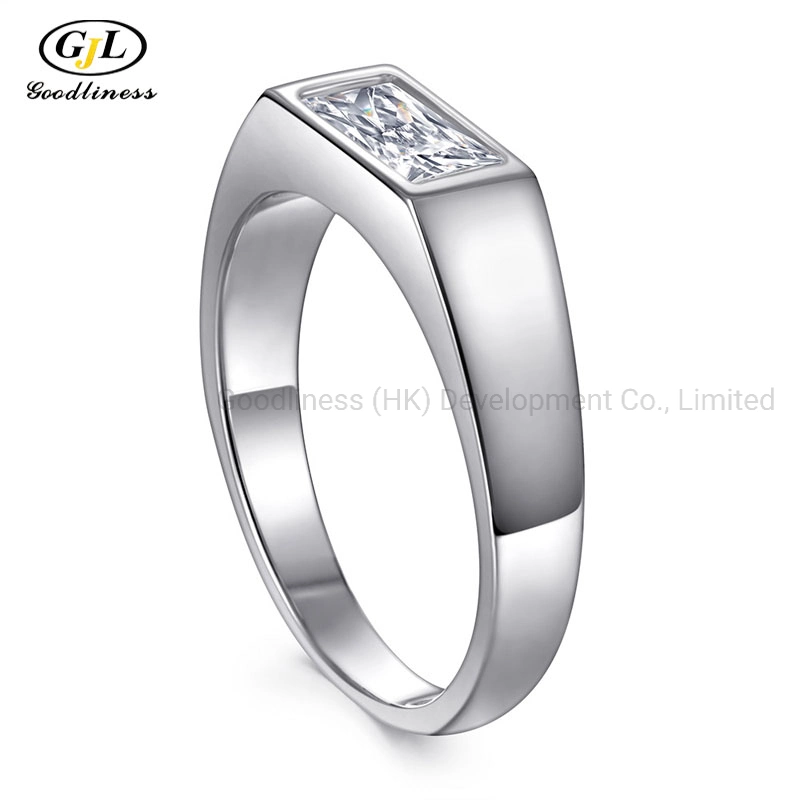 Neue Mode Weiß Gold Überlagertes Silber Eheringe Mann Engagement Design Schmuck