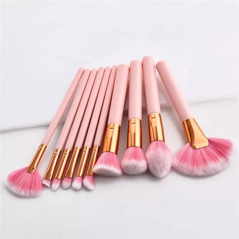 Yaeshii 10PCS Pink Beauty Tools Kit Custom Makeup Brush Set