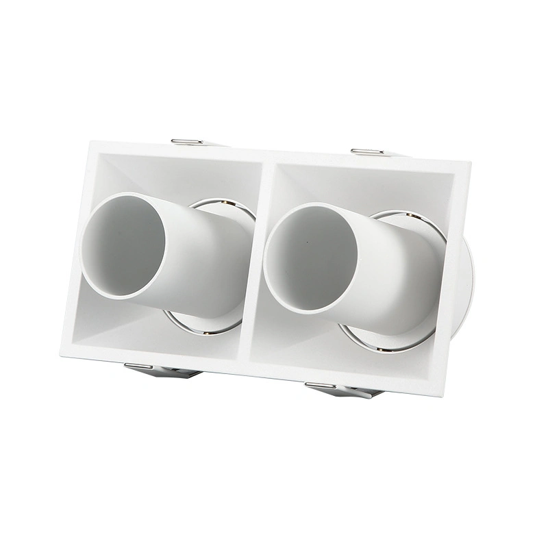 Cabezal móvil ajustable LED empotrable doble foco Downlight LED cuadrado Luz