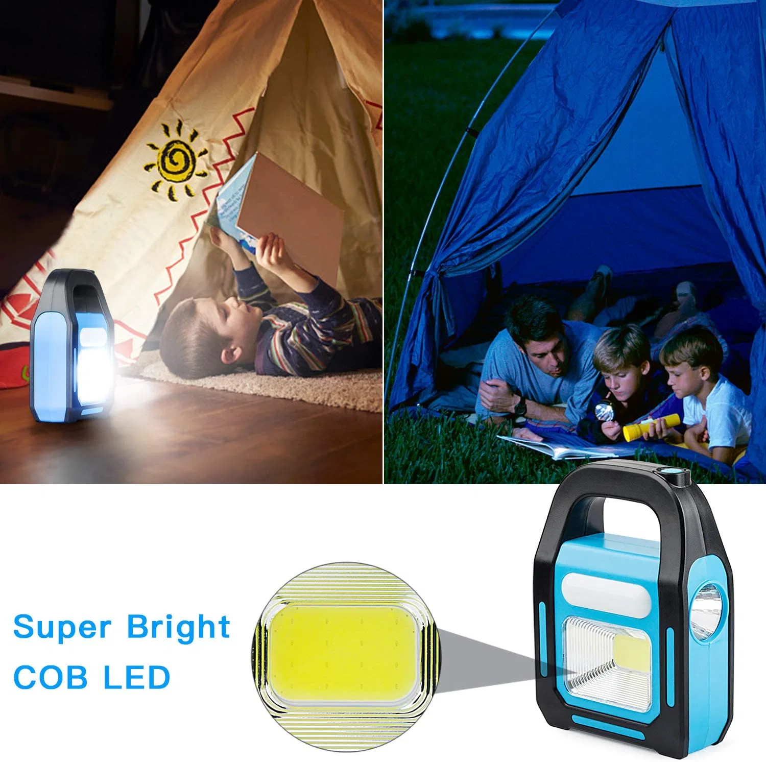 Lampe de poche d'urgence étanche Goldmore 5 voyant LED 1 Pack 3 en 1 solaire LED RECHARGEABLE USB les plus brillants COB Lanterne de Camping