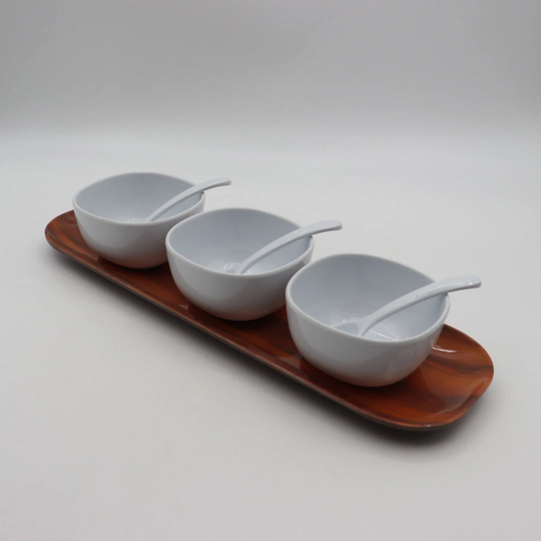 Customized Shape Melamine Bowl Set with Tray