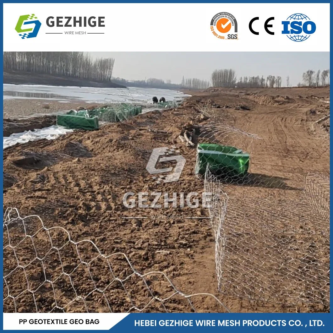 Gezhige Acero galvanizado con recubrimiento plástico Hot-DIP Fabricantes de gaviones 4,0*1,0*0,5 M Gabion galvanizado Inox China resistencia química Banco de río gabion Bag