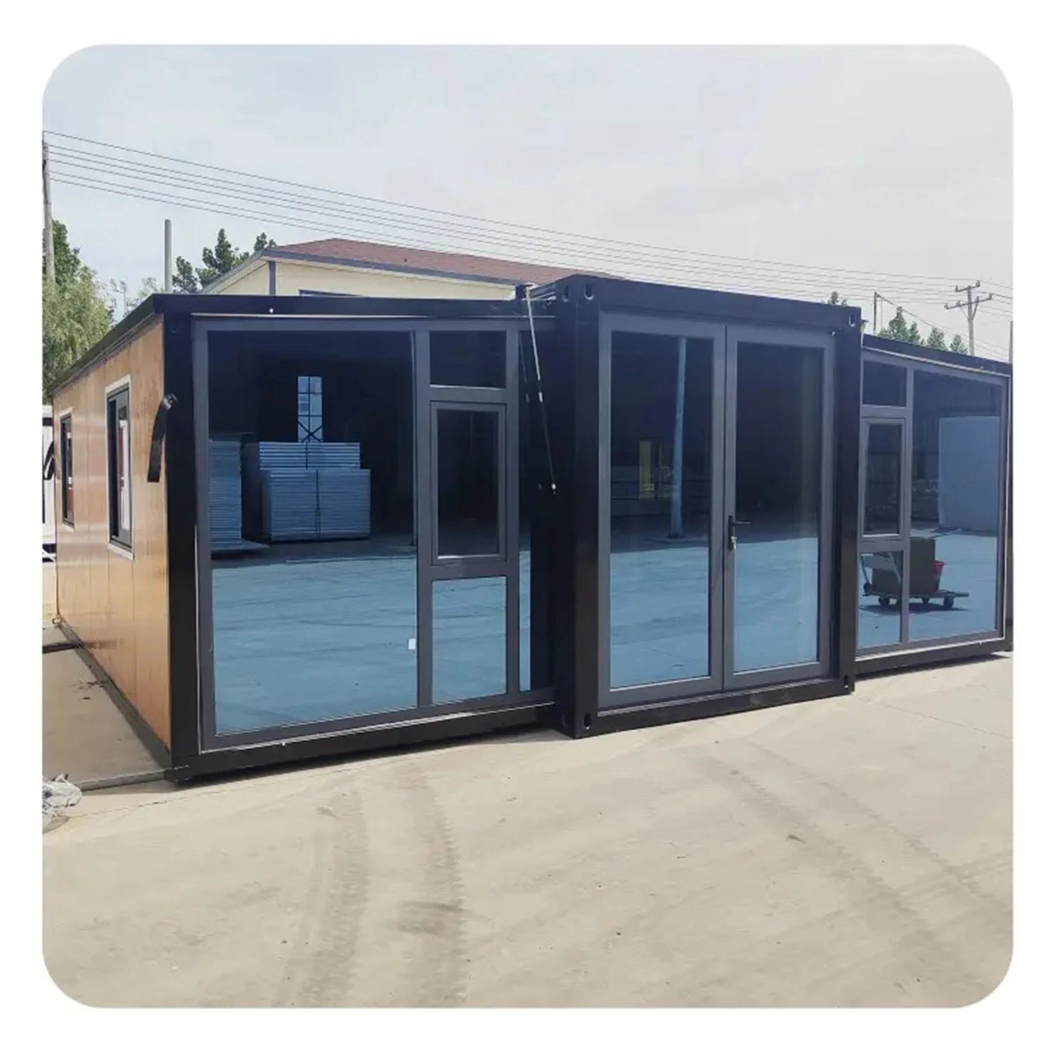 Glass Flat Packaging Container House Prefabricated Family Two Bedroom Homestay