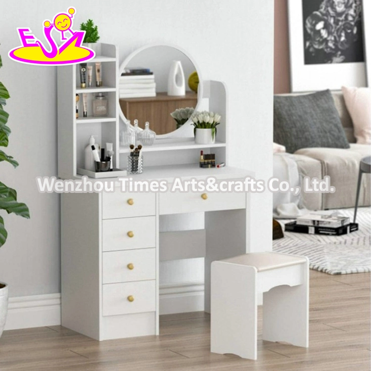 Customize LED Light Wooden Dressing Table with Mirror and Stool W08h168