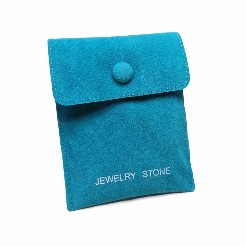 Customized Jewellery Envelop Flap Velvet Jewelry Dust Pouch with Button