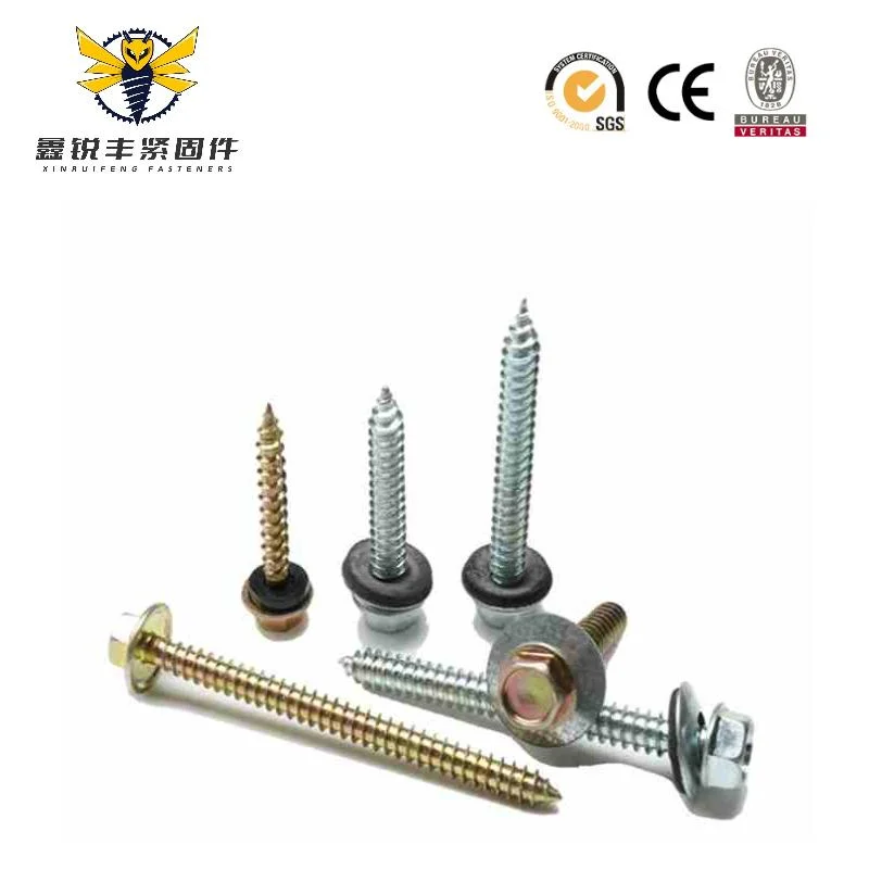 China de alta calidad Metal rosca autorroscante Fabricante Custom M1/M6 Fresado Tornillo autorroscante de cabeza hexagonal con arandela