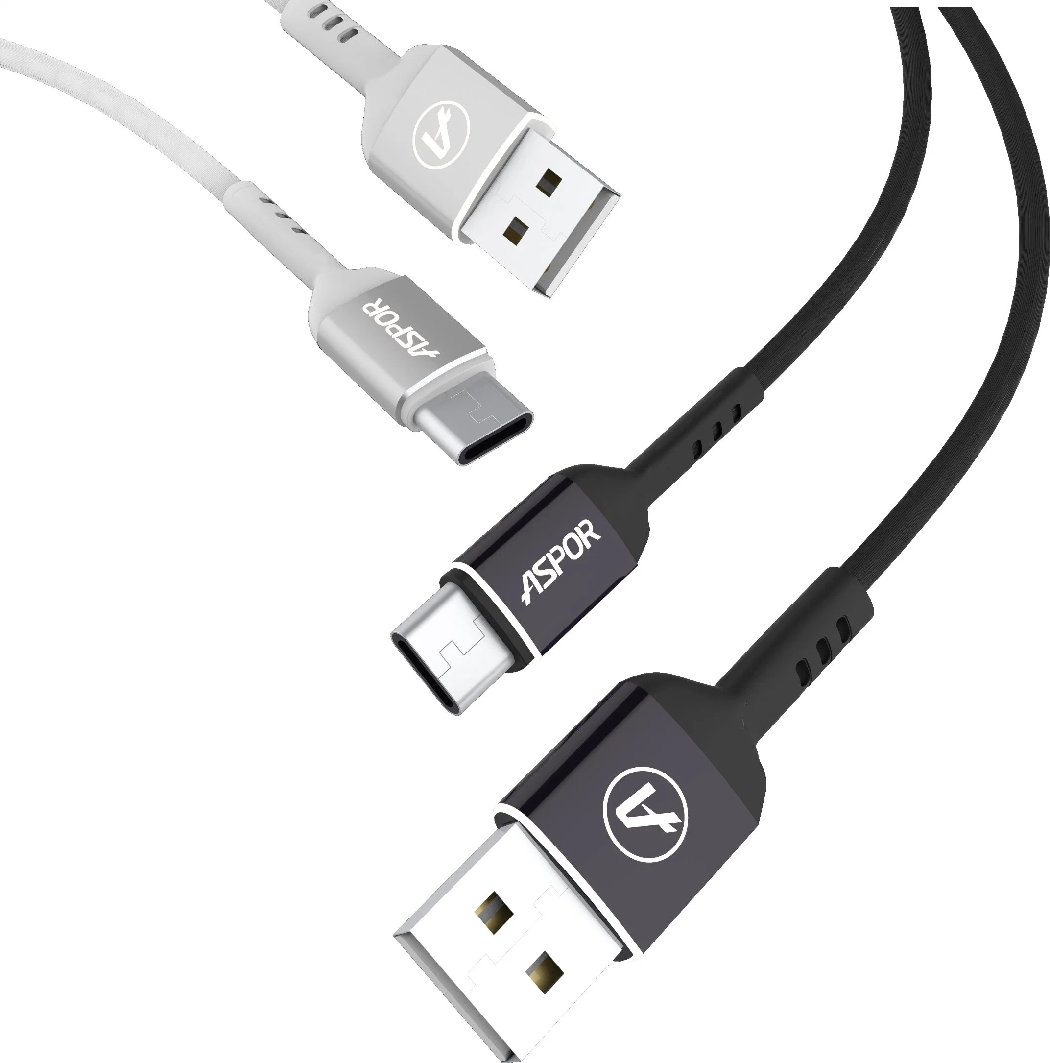 Type-C Data Cable 1.2m Length 2.4A Charging Cable White and Black Color Cable