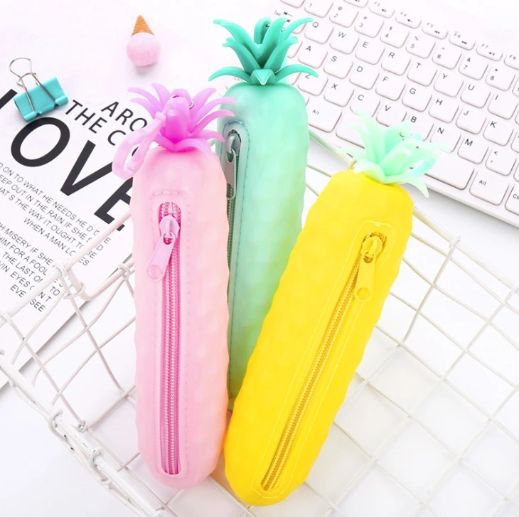 Stationery Pencil Case Silicone Pineapple Coin Purse Pencil Bag