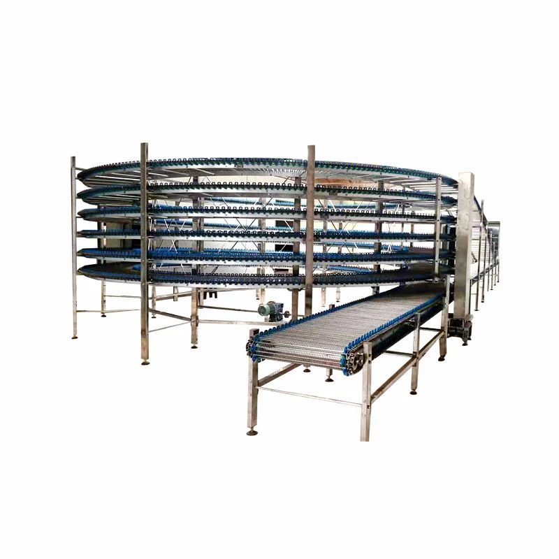 Stainless Steel Spiral Tower Bakery Conveyor Belt Cooling Tower Conveyor Pizza Cooling Tower Cake Conveying and Cooling Equipment Cookie Conveyor Cooling Tower