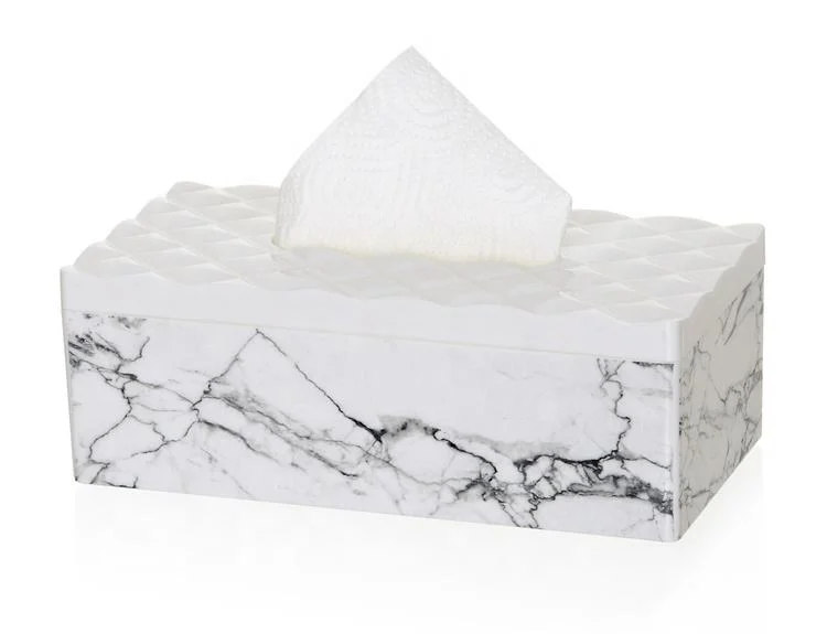 Impreso personalizado a la moda Decoración Hogar soporte de tejido plástico de mármol Caja de tejido