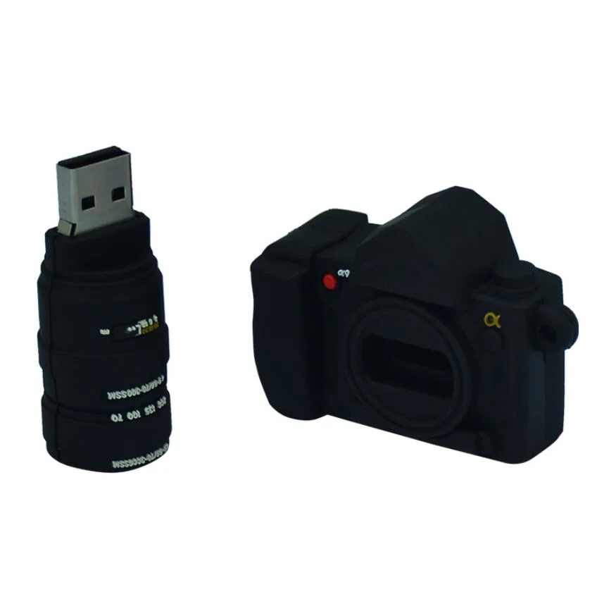 Unidad flash USB de cámara de goma blanda