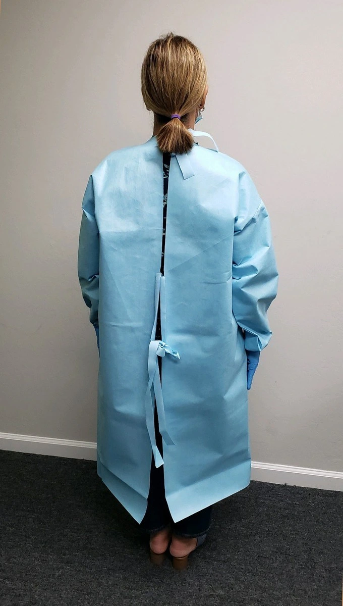 Fumo Non Woven Waterproof Disposable Isolation Lab Gown with Knitted Cuffs