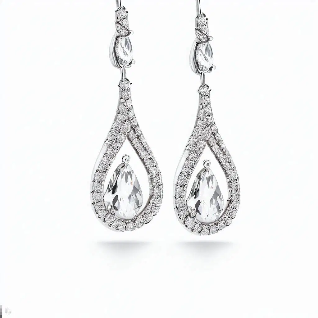 Oro Blanco 14K cuelgue gota Lab crecido Diamond Earrings Stud Precio