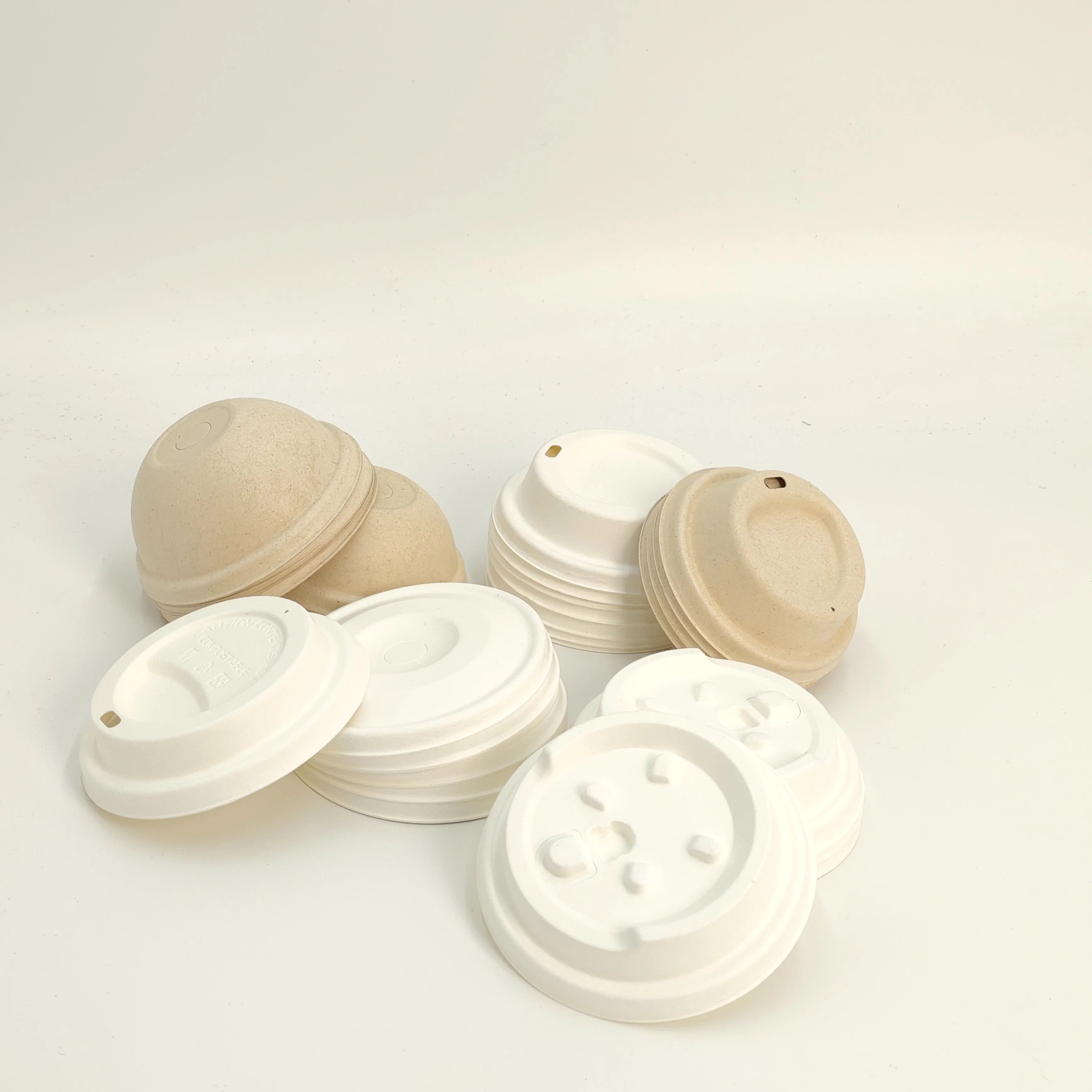 Sugarcane Bagasse Bamboo Pulp 80mm 90mm Size Biodegradable Coffee Cup Lid