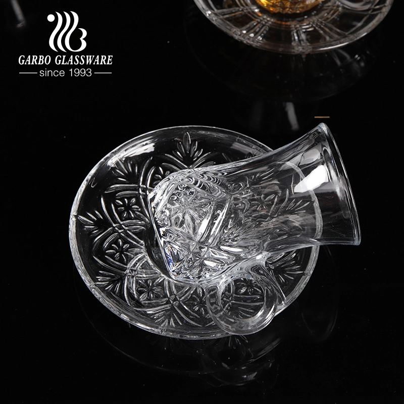 High-End Quality Glass Tea Cup Set with Saucer