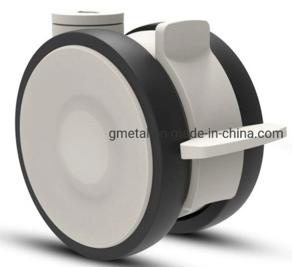 Nylon Twin Wheel Caster with Brake, Low Height