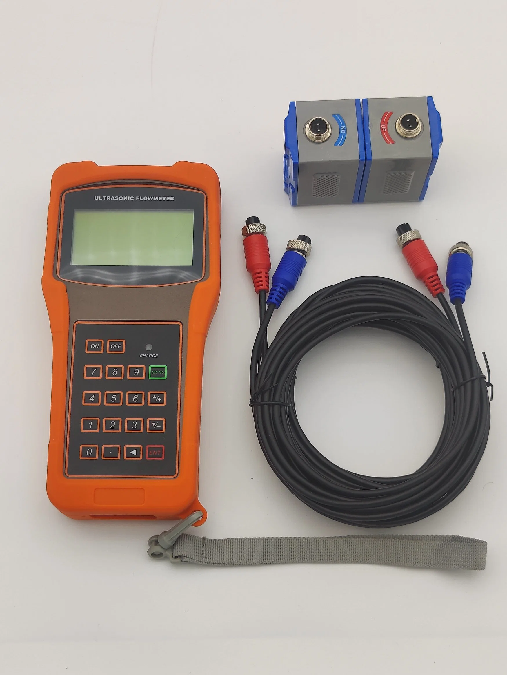 Portable Gas-Liquid Handheld Ultrasonic Flew Meter LCD Data Logging