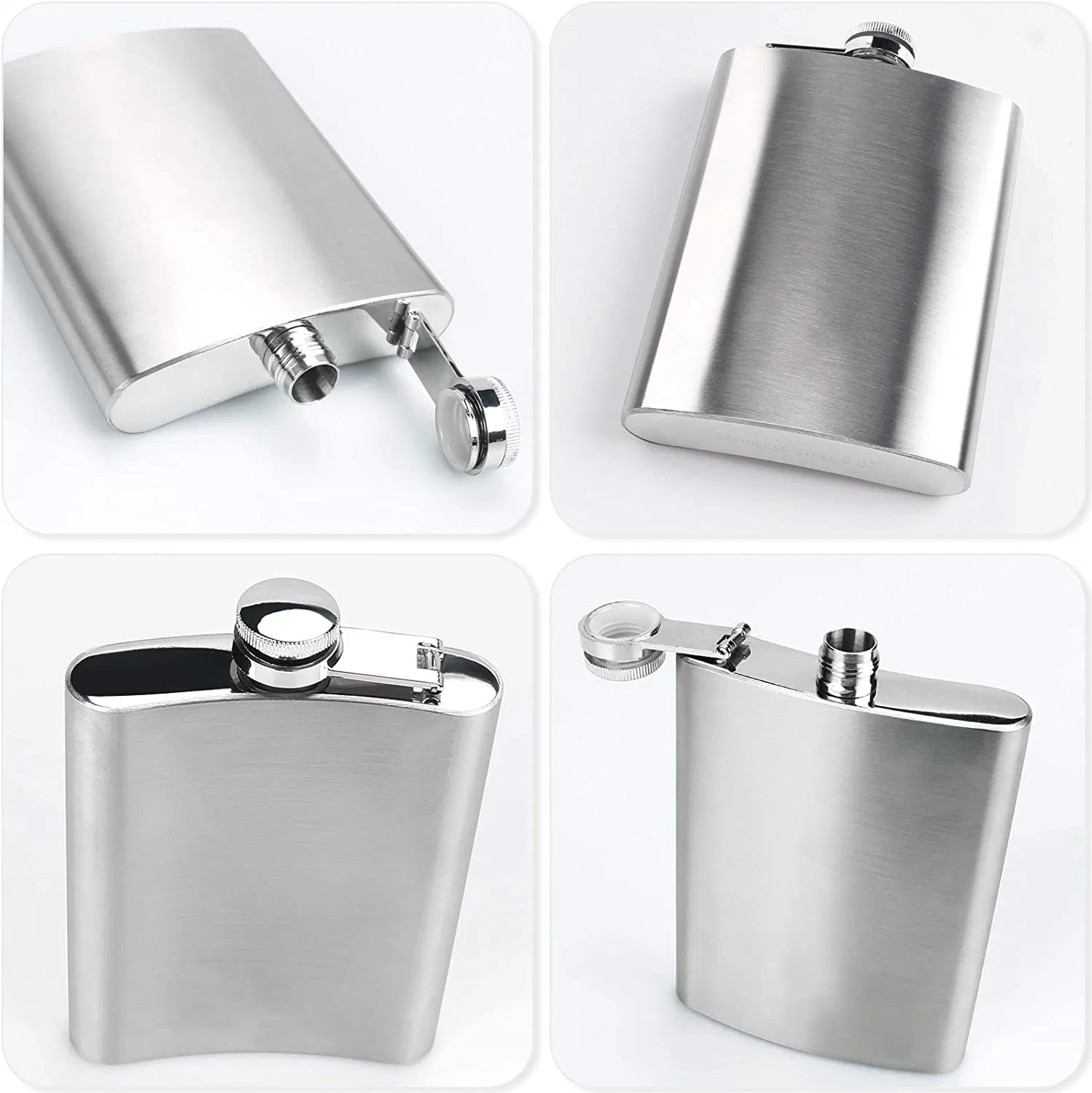 Johnnie Walker 8 Oz Leakproof Drinking Camping Pocket Stainless Steel Hip Flask with Funnel