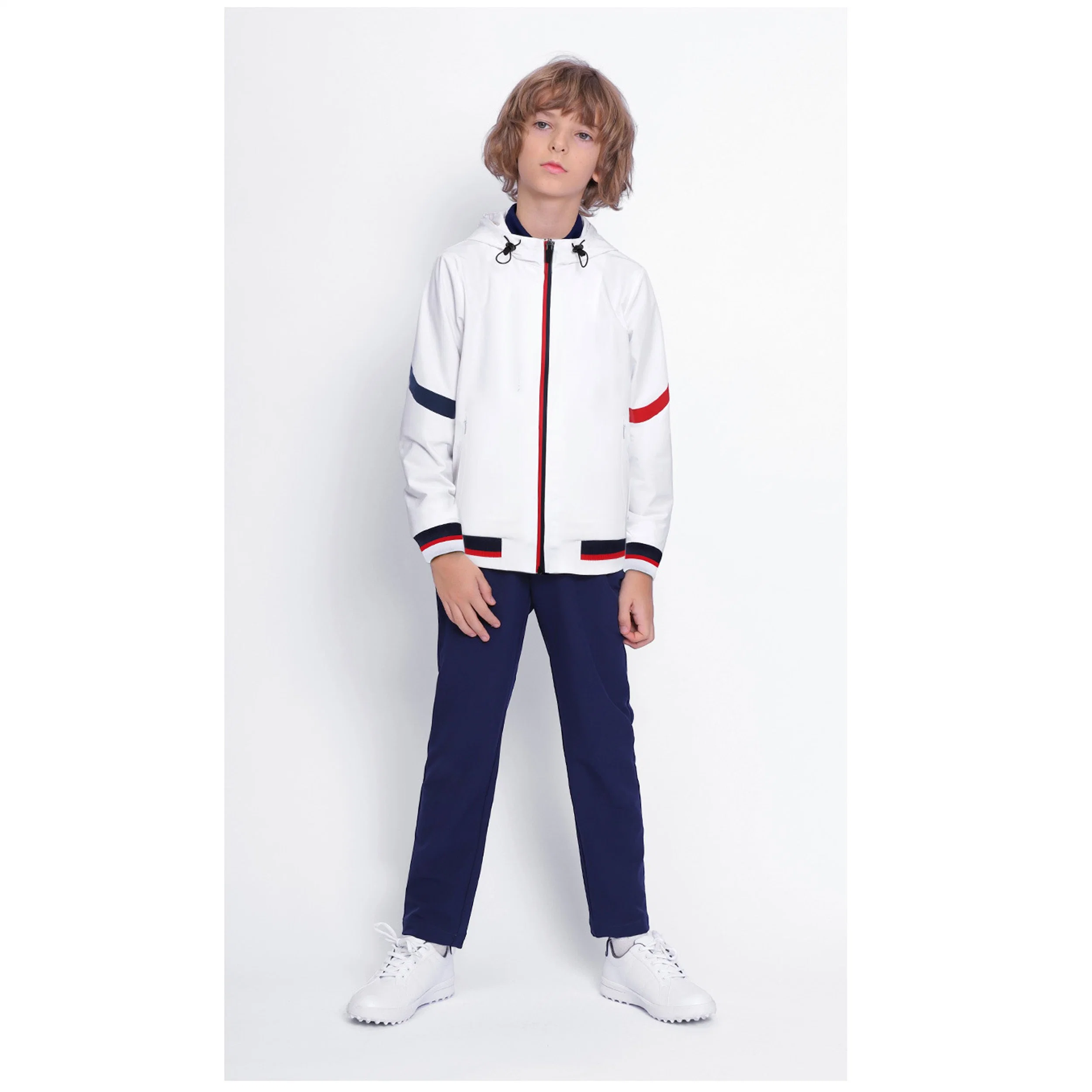 Children&prime; S Golf Clothing Autumn/Winter Clothing Boys Warm and Cold Resistant Zip-up Hooded Teenager Coat