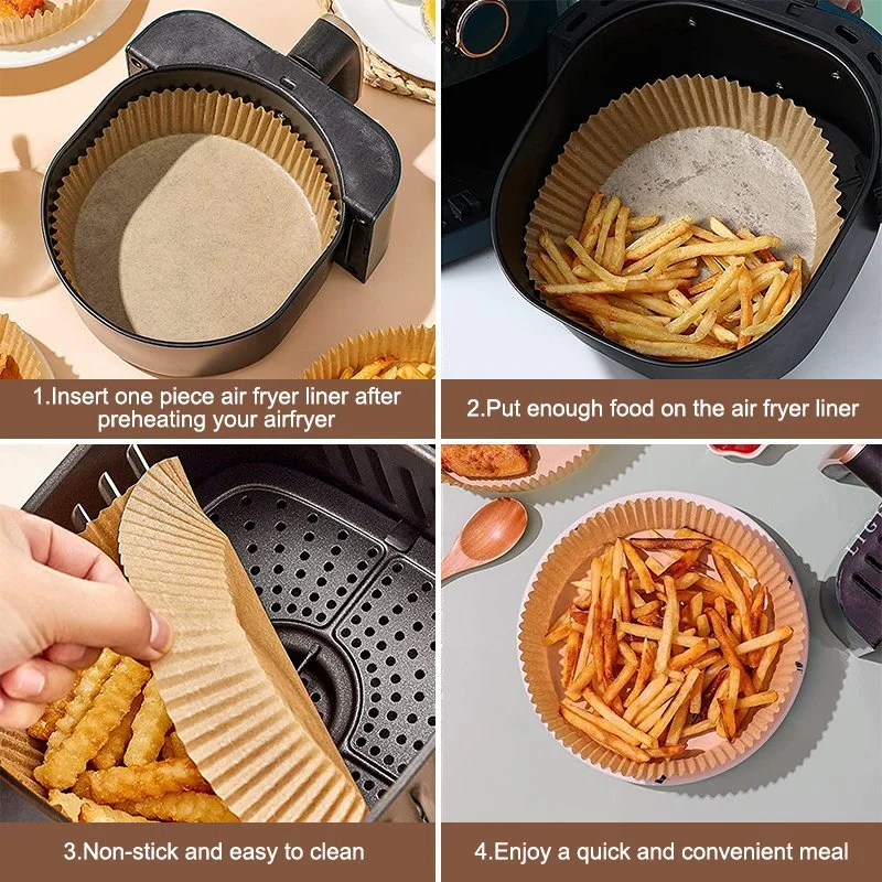 50PCS, 6.3*1.77in, Nonstick Air Fryer Disposable Parchment Paper Liner Oil-Proof Paper Tray Baking Mat Air Fryer Accessories Square Round