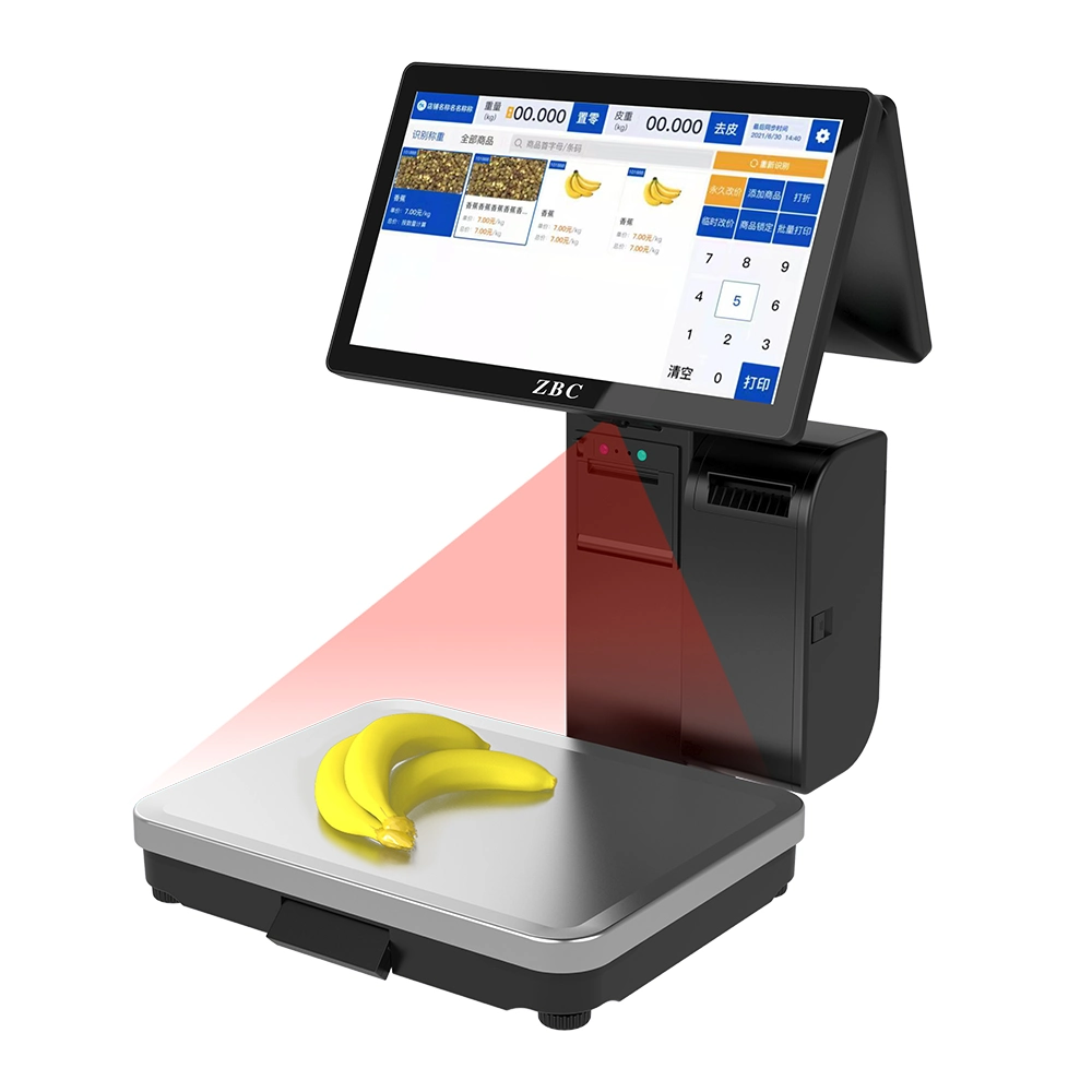 Touchable Retail POS Scale with Ai Camera Mainly for Fruit Shop's Label Sticker Printing