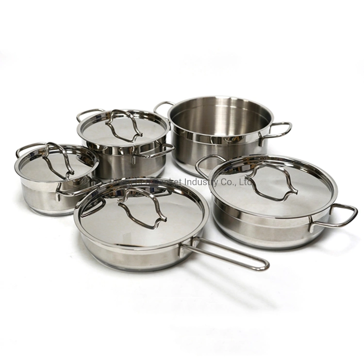 9PCS Stainless Steel Set Cooking Induction Kitchen Sets Kitchenwares Metal Pots Cookware Pot