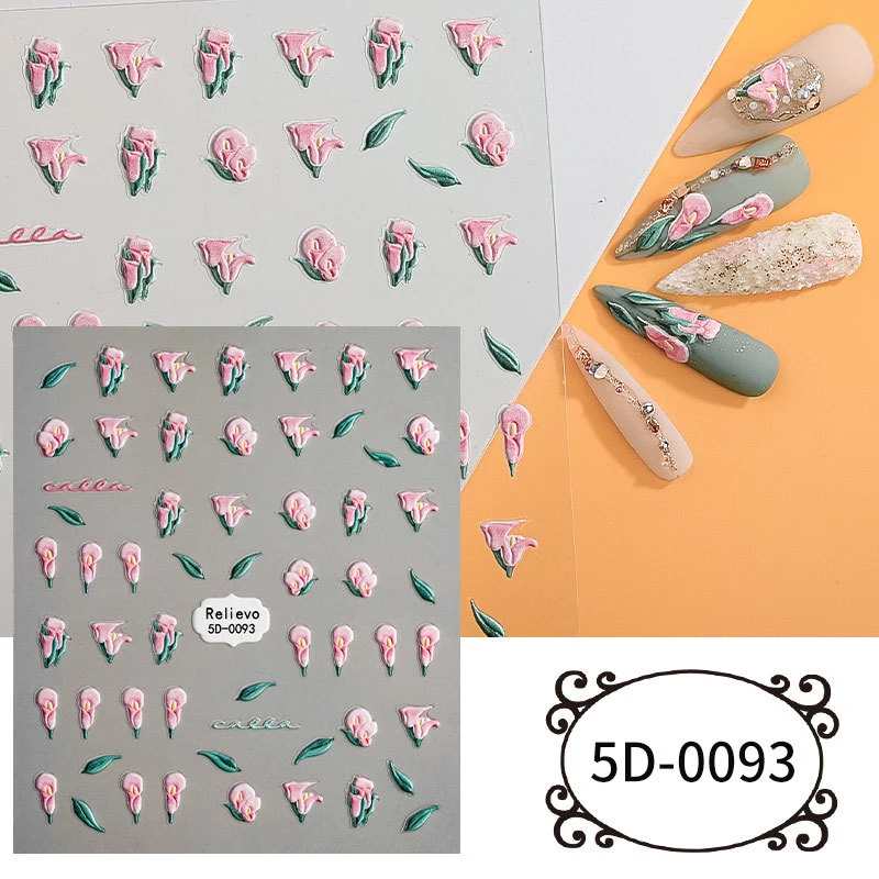 Nail Stickers 5D Nail Art Stickers Flower Supplies