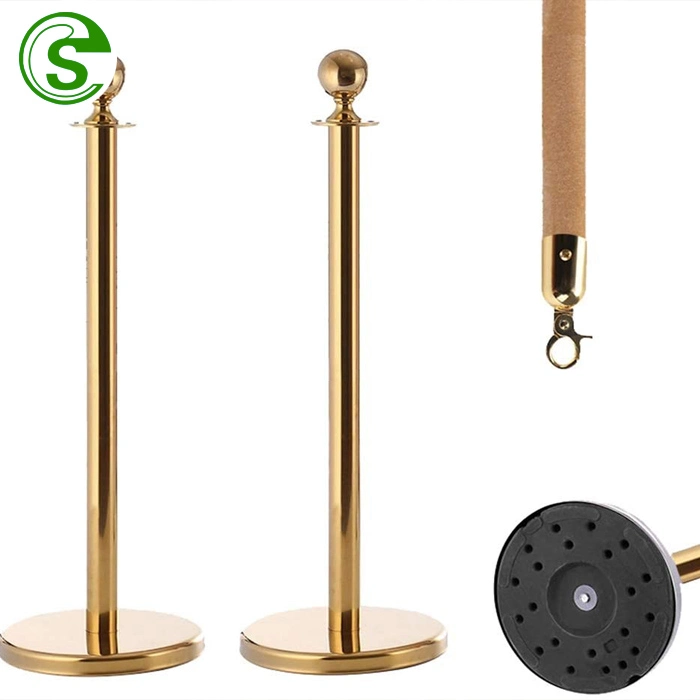 Golden Queue Barrier Post with Carpet Velvet Rope Barrier Stanchion Best Price