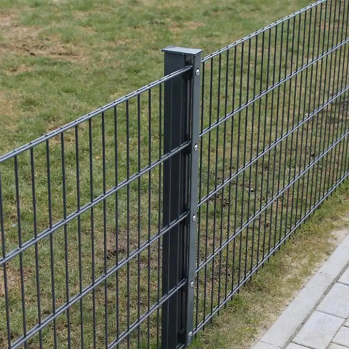 Zoo Fence Black PVC Powder Coated Double Wire Security Fence Double Horizontal Wire Fence 868 Fence 656 Mesh Fence Panel Graden Fence