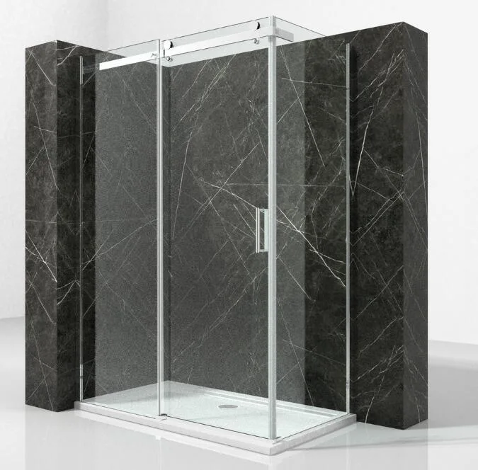 Aluminium Stainless Frame Toughened Glass Sliding Big Roller Shower Screen