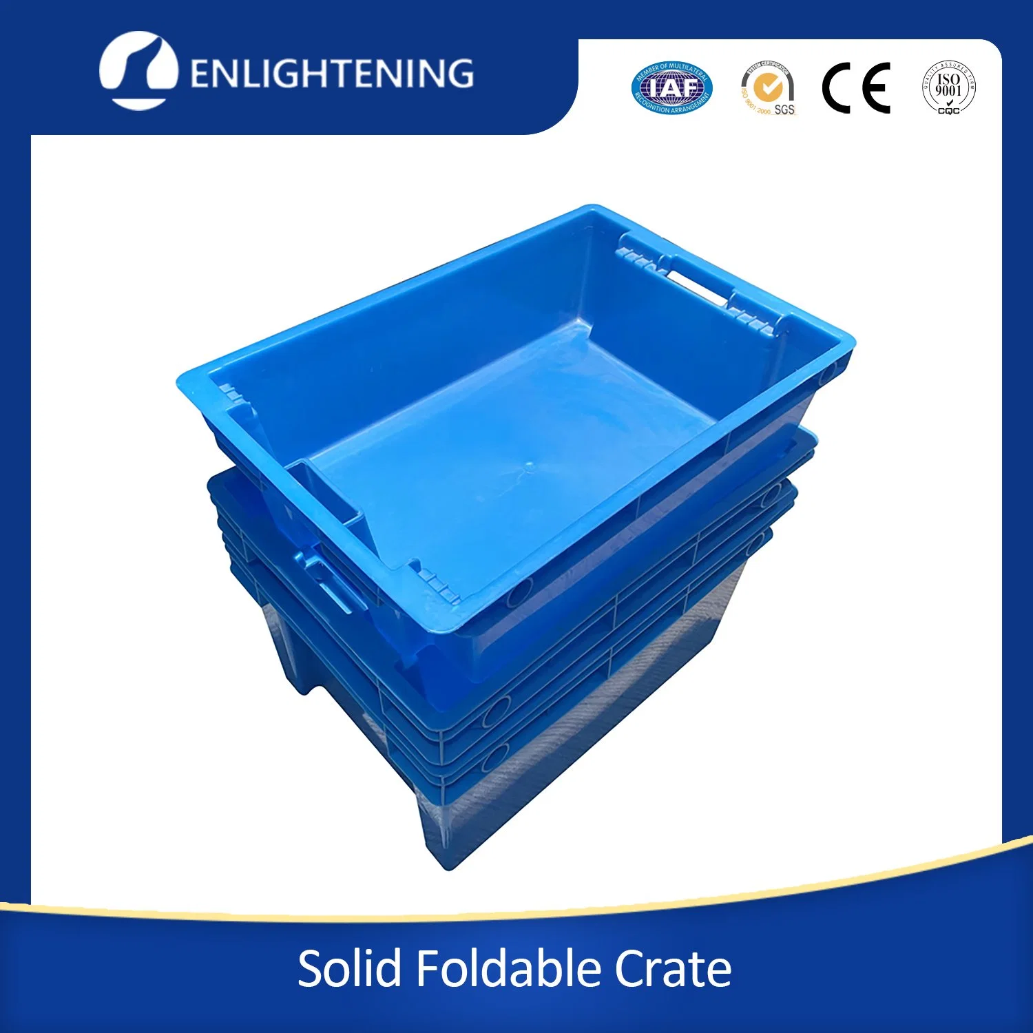 Nestable and Stackable Plastic Flat Noodles with Cover Container Plastic Storage and Transportation Bag Box Solid Nestable Crate