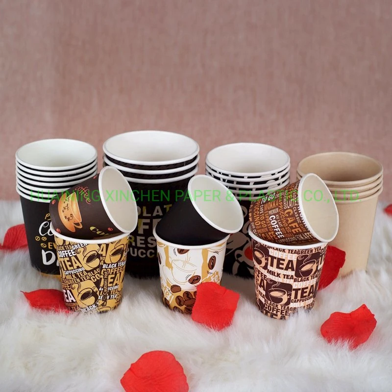 PLA/PE Coated Disposable Single Wall Paper Cup 4oz Brown Kraft Food Grade Paper Glass for Cold Cola Drink or Hot Coffee