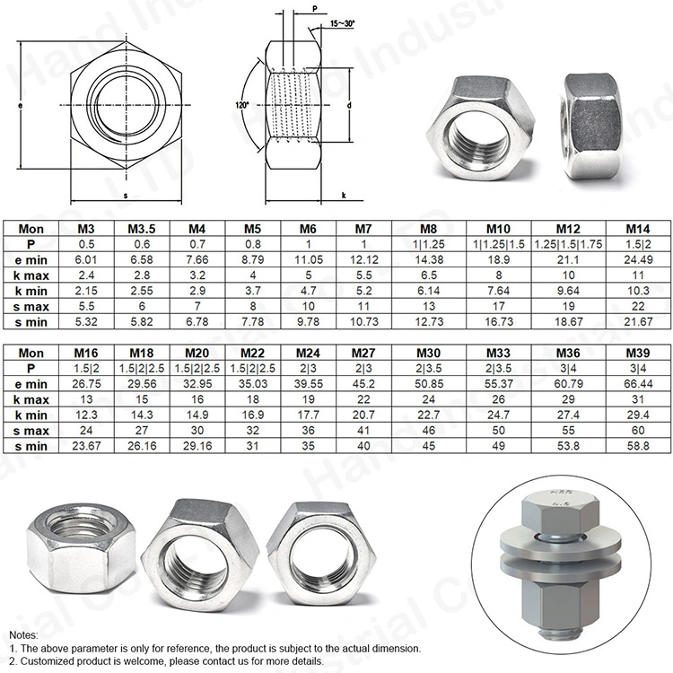 18-8 Stainless Steel DIN934 High quality/High cost performance  SS304 M5 M6 M8 Heavy Hex Nut