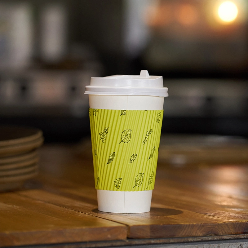 Disposable and Portable Eco-Friendly Ripple Wall Paper Cup for Tea Coffee