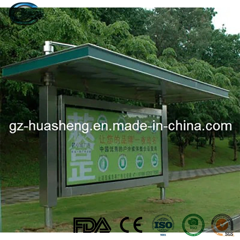 Huasheng Bus Stop Benches China Outdoor Shelter Factory Hot Selling Outdoor Solar Light Box Advertising Save Energy Light Box / Bus Shelter / Bus Stop Station