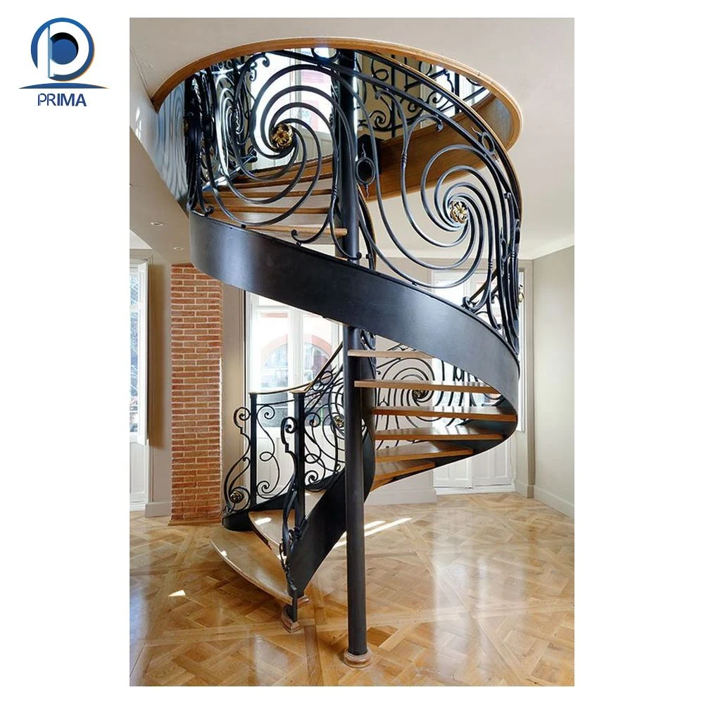 Modern Stylish Tempered Glass Steps Stainless Steel Frame Spiral Stairs Curved Staircase for Villa