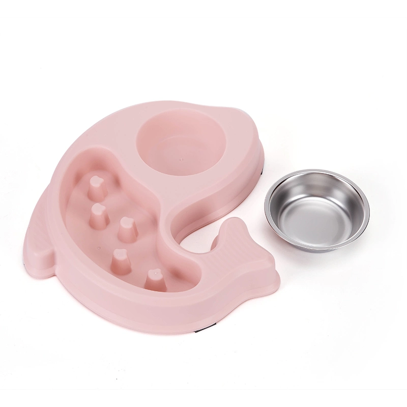 Tc3021 de plástico de forma de pez gato alimentación perro de mascota Bowl