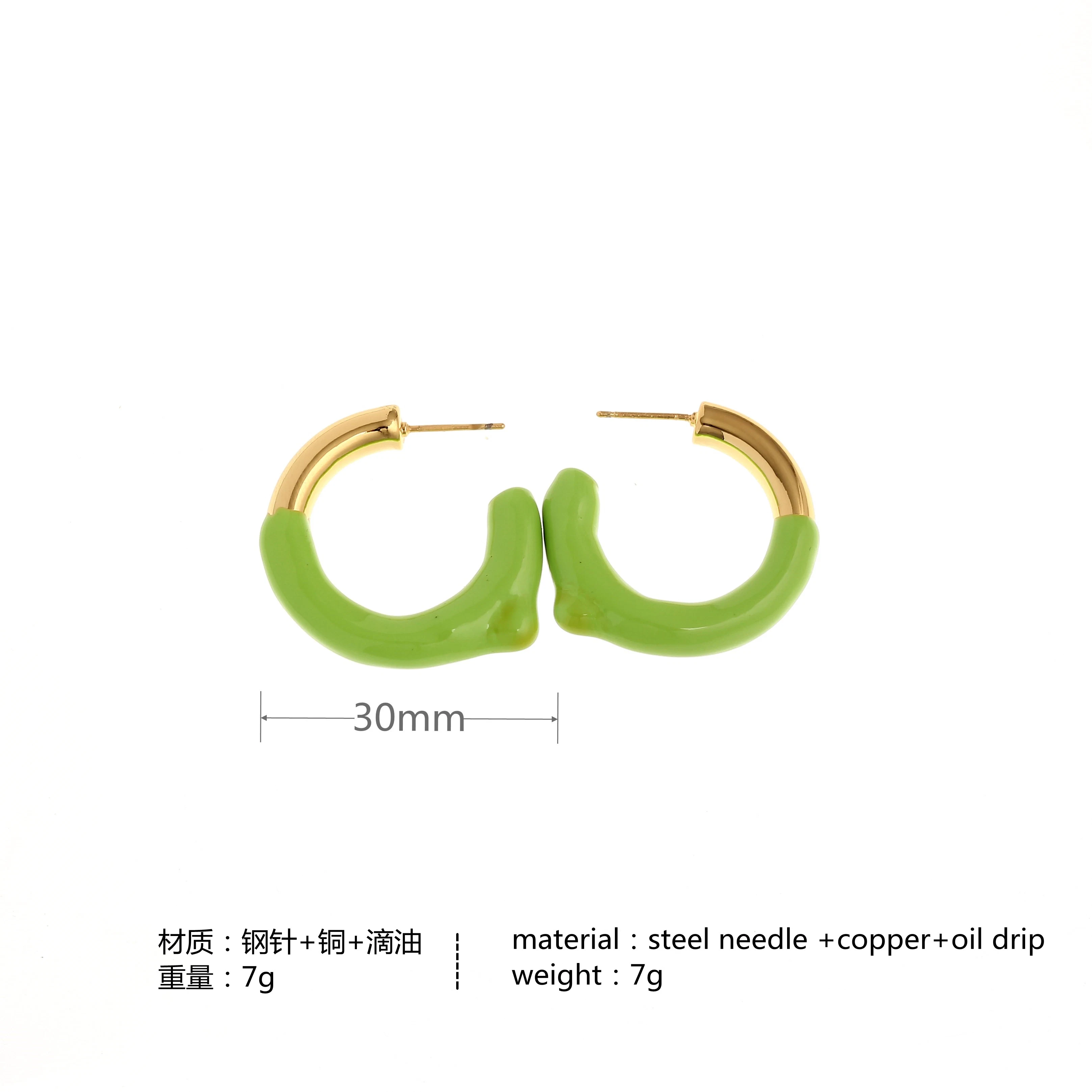 Japanese Color Dripping Earrings Colorful Studs Hot New Circular Simple Small Fresh Ear Accessories