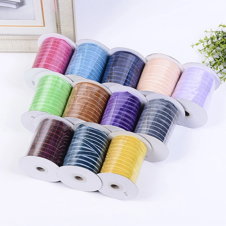 Wholesale Good Quality 3 mm- 50 mm Single Double Sided Non Stretch Nylon Velvet Ribbon for Garment Accessories