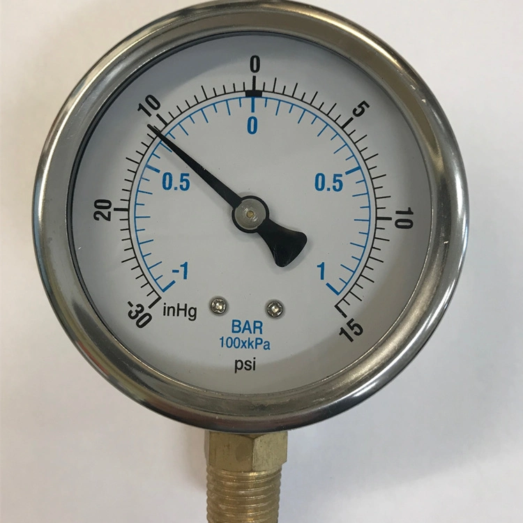 Indicador de vacío compuesto de dial de acero inoxidable 304 316 relleno líquido