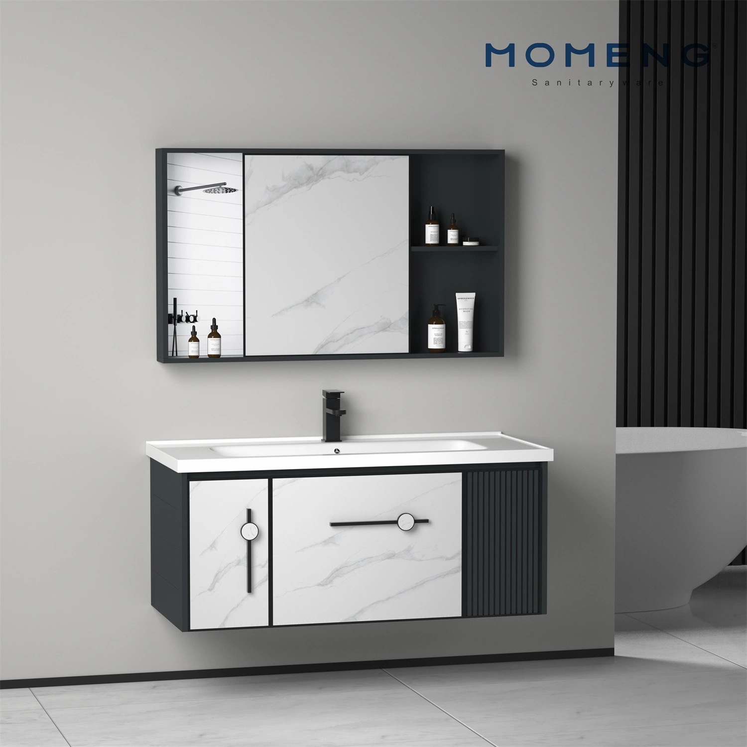 Modern Wall Mounted Hotel Style Aluminum Bathroom Cabinet Bathroom Vanity