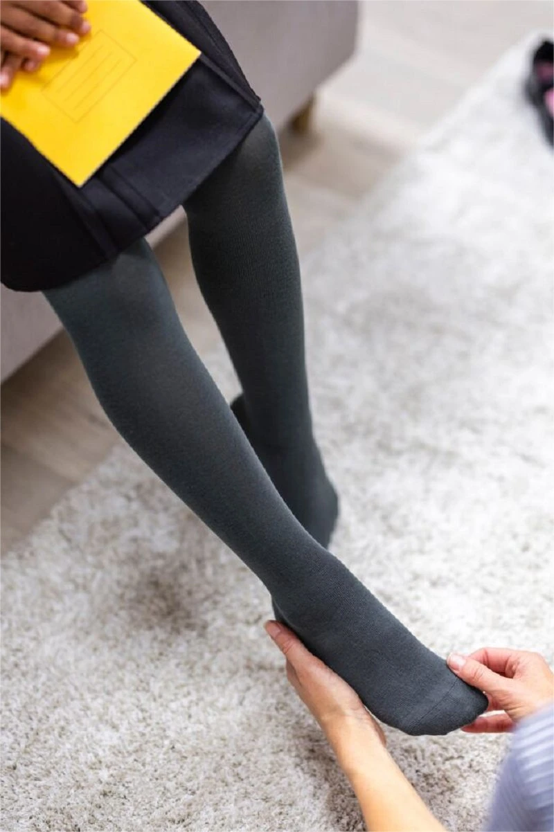 1 Pair Plain Bamboo Tights with Smooth Toe Seams Girls